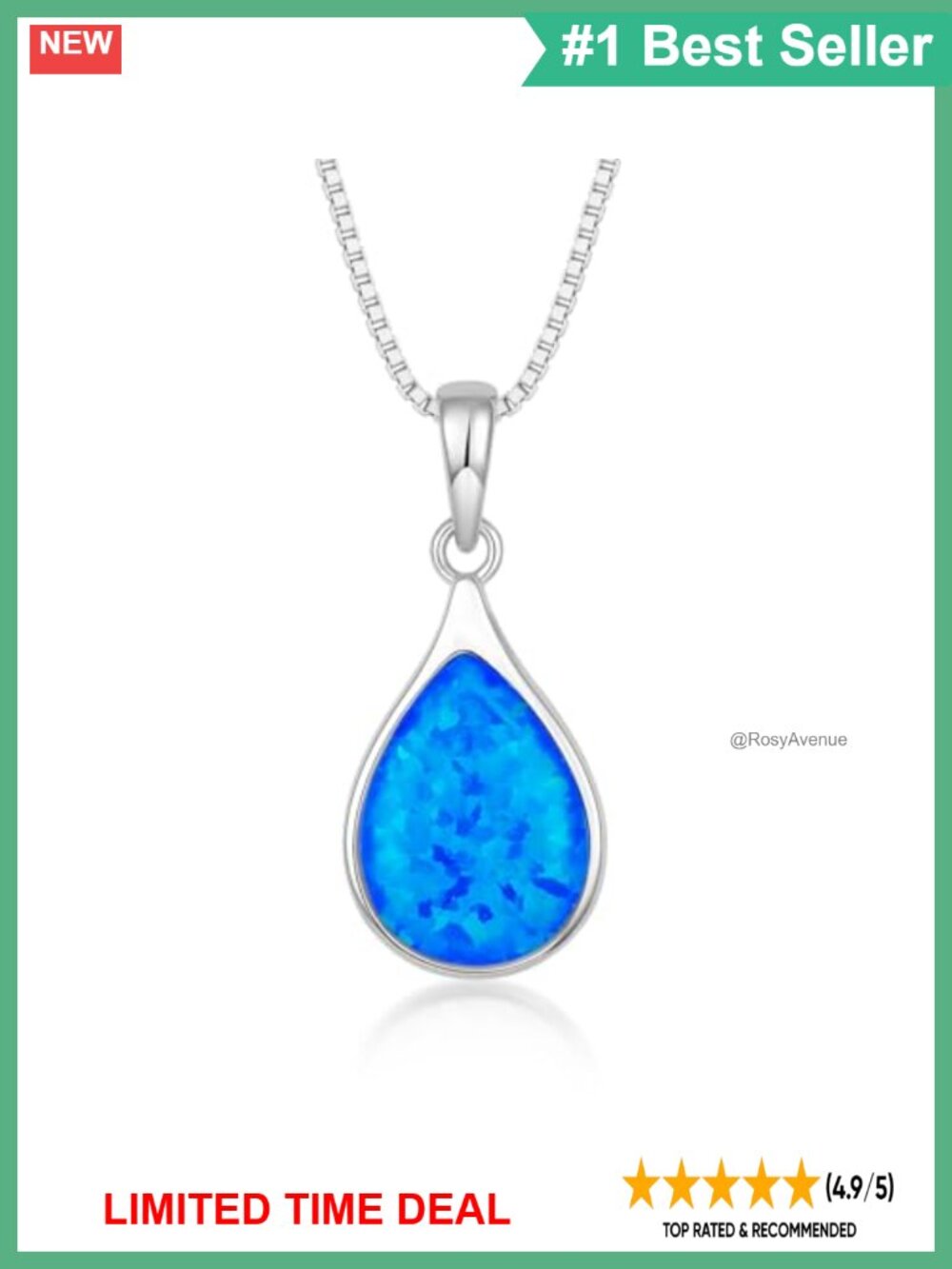 925 Sterling Silver Teardrop Opal Pendant Necklace October Birthstone